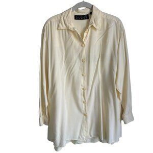 Chaus Sport Women's Button Up Long Sleeve Blouse in Yellow - Size L